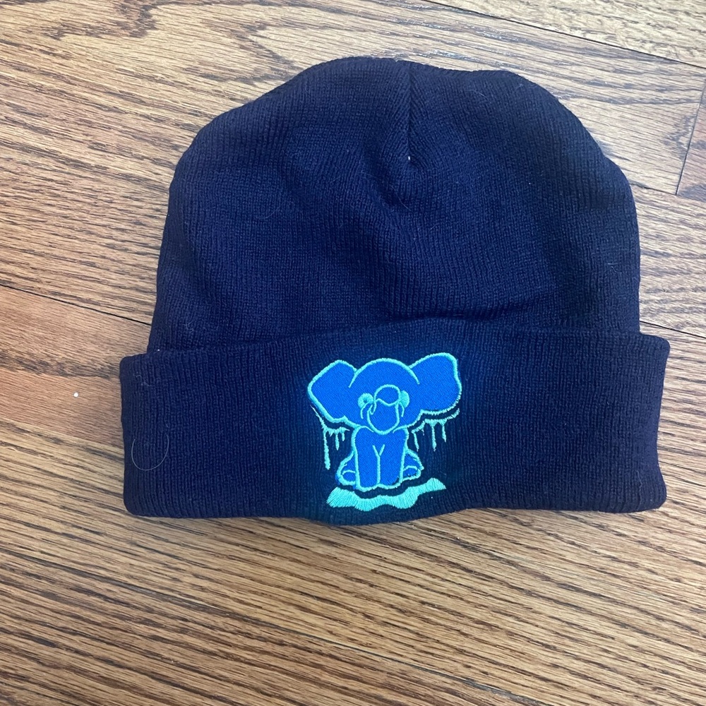 Black Beanie with Elephant Design